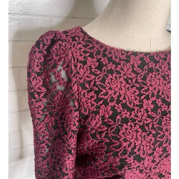 Alice+Olivia EMBROIDERED sz 8 BACKLESS Long Sleeve Bodycon Dress Black Purple - Picture 4 of 10